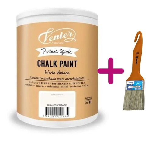 Chalk Paint Venier Tizada 8 Colores X 1 Litro + Pincel N10