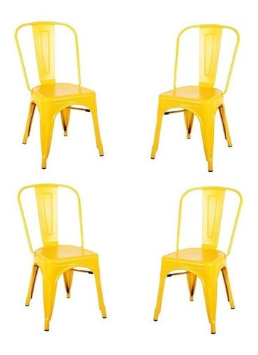 Bleu Muebles Set De 4 Sillas Tipo Tolix Acero Color Amarillo Na Na