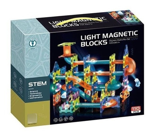  Bloques Construcción Magnéticos Stem Con Luces 110 Piezas
