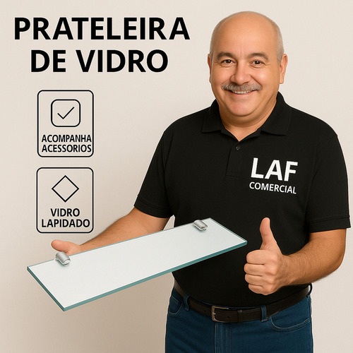 Kit 2 Porta Shampoo Banheiro 30x10 Prateleiras De Vidro 6mm