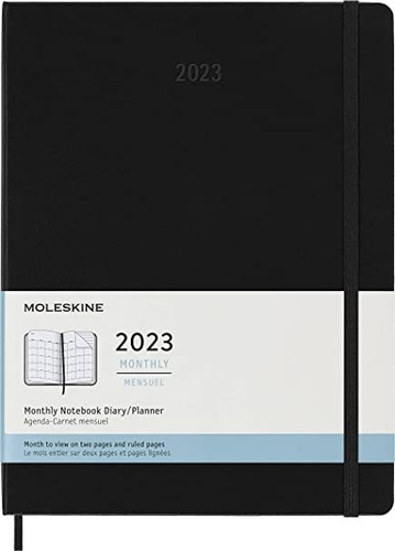 Agenda Moleskine 12 Meses 2023 Mensual Tapa Blanda Xl Negra