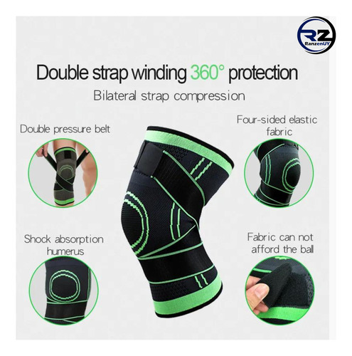 Rodillera Deportiva Comprension Set X2 Con Bandas Ajustables Negro L