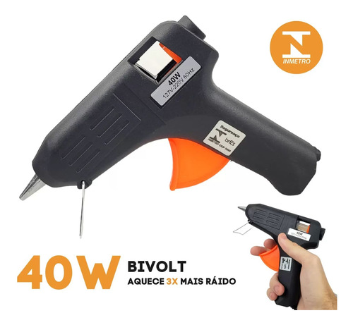 Revolver Pistola Cola Quente + 2 Bastões De Cola De Bivolt