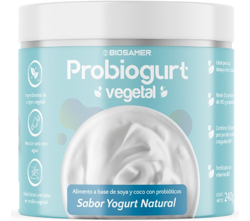 Yogurt Vegetal Con Probióticos Sabor Natural Probiogurt