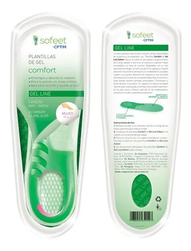 Plantillas De Gel Comfort Mujer Pie Sofeet Ptm X Par Color Verde Tamaño De La Plantilla 35 Al 41