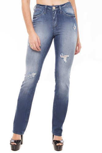 Calça Jeans Mid Rise Slim Eventual Azul