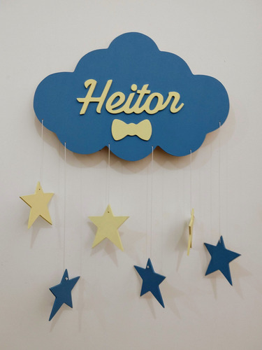 Luminária Nuvem Com Led E Nome Para Decorar Quarto De Bebe