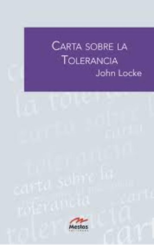 Carta Sobre La Tolerancia **promo**, De John Locke. Editorial Mestas, Tapa Blanda, Edición 1 En Español