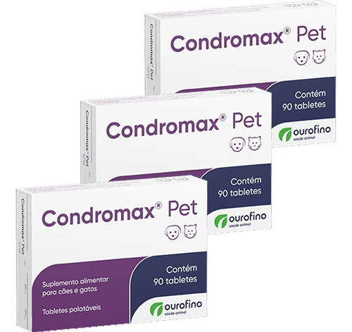 3 Unidades Condromax 90 Tabletes Cães E Gatos Ourofino Pet
