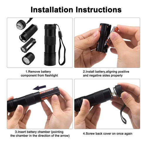 Lámpara De Luz Uv, Mini Linterna De 12 Led, Detector De Rayo