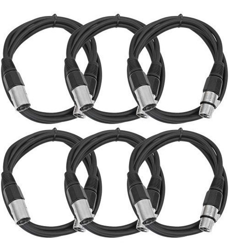 Seismic Audio - Saxlx-6 - 6 Pack De 6' Negro Xlr Macho A Hem