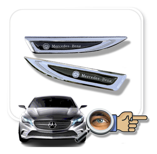 Par Insignias Mercedes Benz Metal Lateral Cuñas Tuningchrome