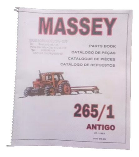 Catálogo Impresso De Peças Trator Massey Fergson 265  Antigo