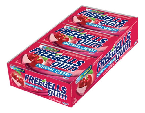 Chiclete Gum Freegels Cereja Caixa Com 15 Unidades