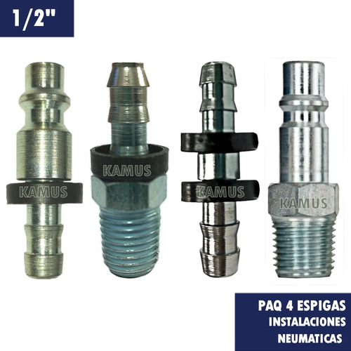 Paq 4 Espigas De 1/2 Para Instalaciones Neumaticas Aire Infl