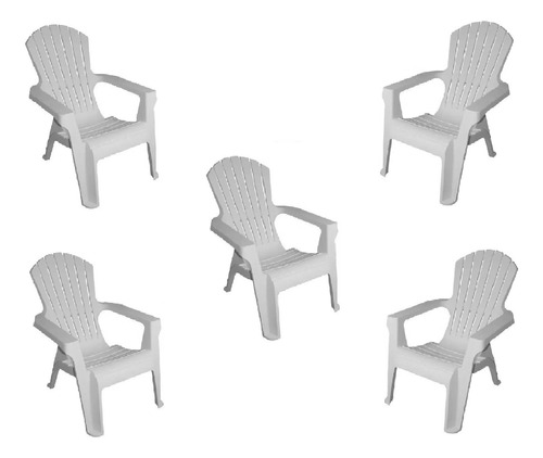 5 Sillon Mascardi Gran California Blanco Plastico Patio