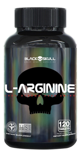 L-arginine - Aminoácido - 120 Tabletes Black Skull