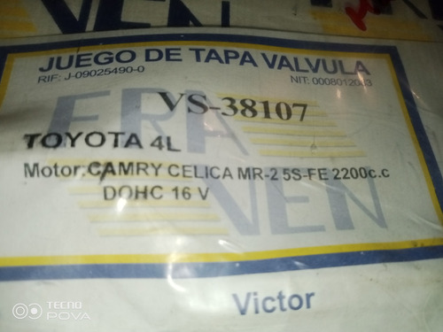 Empacadura Tapa Válvula Vs-38107 / Toyota Camry Celica 2200c
