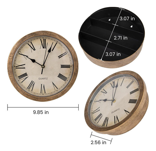 Reloj De Pared Secret Safe, Diversion Safe, Reloj De Bronce