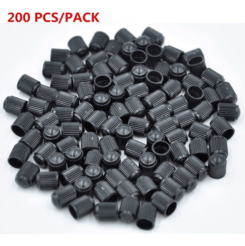 200 Tapas De Válvula De Neumático De Plástico Negro De Ankia
