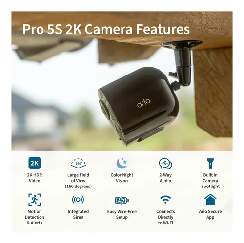 Arlo Pro 5s 2k: Câmera Sem Fio Com Holofote E Segurança | MercadoLivre
