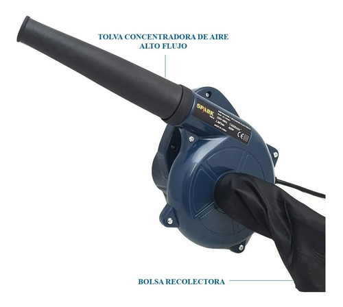 Imagen 5 de 10 de Sopladora Electrica Hojas Pc Portatil 600w 13000rpm 220v