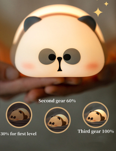 W Lámpara De Silicona Panda Night Light, Lámpara De
