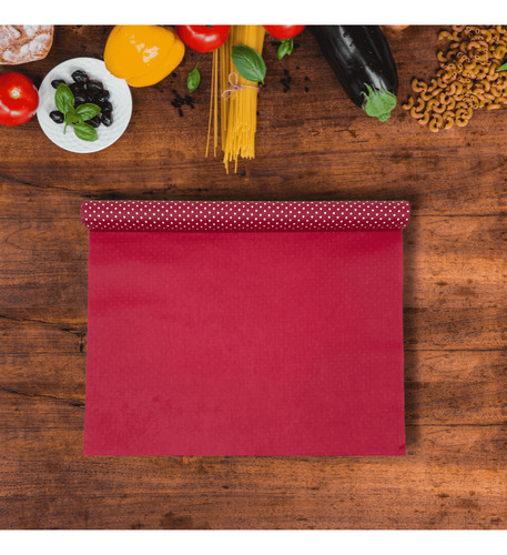 Rolo De Pano De Cera De Abelha Envolve 150 X 33 Cm Cor Vermelho Bolinhas