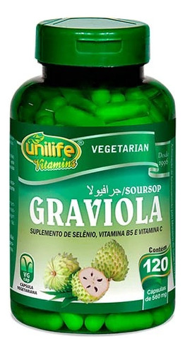 Graviola Guanábana Vegano Selenio Vitaminas B5 Y C - 120 Cap