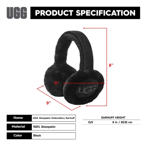 Earmuffs Ugg Water Resistant Sheepskin Black Women