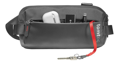 Bolso Bandolera Tomtoc 3 Litros Minimalista Moderno Seguro Color Negro Diseño De La Tela Liso