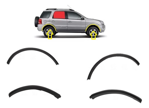 Kit 4 Moldura Guardabarro Paragolpe Ecosport 03 08 12 Der