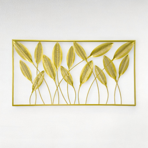 Cuadro Decorativo Moss Flores Dorado 100x55 Cm