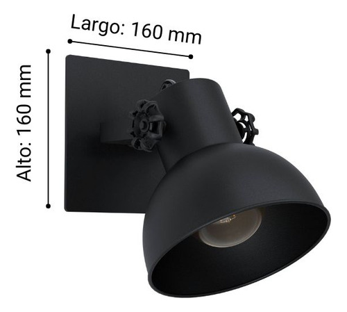 Foco Soprepuesto Barnstaple acero negro DM160 1X28W E27 Cod 43431