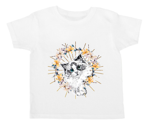 Playera Para Bebé Con Diseño De Gato Corona Flores