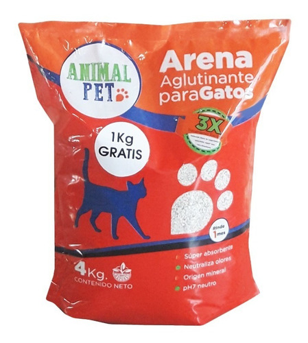 Imagen 1 de 3 de Arena Sanitaria De Bentonita 4 Kg. Animal Pet