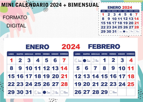 Mini Calendario 2024 Archivo Digital + Bimensual