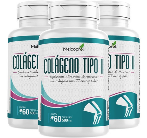 Imagem 1 de 2 de Kit 03un Colágeno Tipo 2 Suplemento Vitamina 60 Caps 500mg