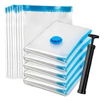 Comprar 10 Saco À Vácuo 50x60 Embalagem Organizador Grande Roupas Mala Viagem Casa Bolsa A Vacuo + Bomba De Ar