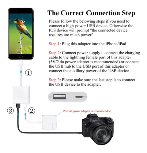 Adaptador de Cámara Lightning USB para Apple iPad / iPhone