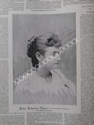 Nota De Prensa 1896 Zaharina Iberri, Guaymas Sonora.