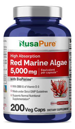Suplemento De Algas Marinhas Vermelhas Nusapure 450 Mg 200 C