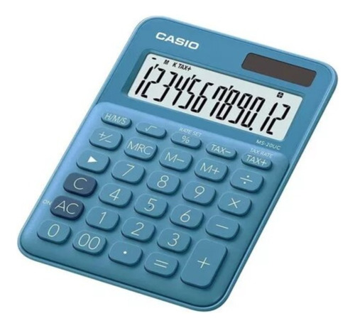 Calculadora Compacta Casio De Mesa C/ Visor Amplo 12 Dígitos Cor Azul