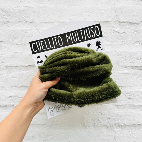 Cuello Corderito Plumeti Super Abrigado Adulto Verde Musgo Unico
