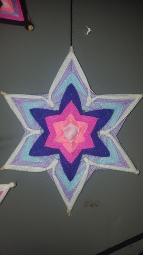 Imagen 1 de 2 de Flor Petunia Mandala Ojo De Dios Artesanal (paquete De 3)