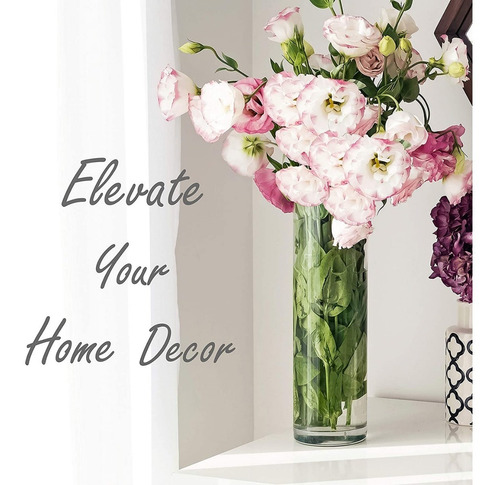 3 Florero Vidrio Cilíndrico Decorativo Moderno Elegante 22cm