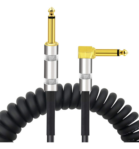 Cable De Guitarra De Resorte 3 Metros Chapado En Oro