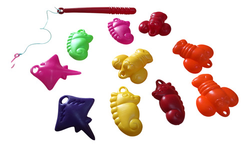 Juego De Pesca Carnaval 10 Animales Marinos Y Caña Pescar