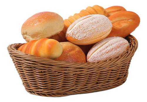 Cesta Ovalada De Mimbre Tejida Para Pan, 6 Unidades, Cesta
