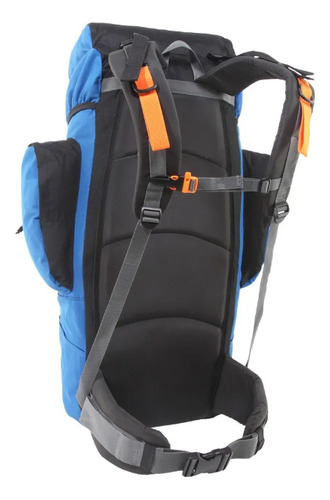 Mochila Intruder Nautika Cargueira 80 Litros Camping Ntk Cor Preto E Azul Desenho Do Tecido Liso